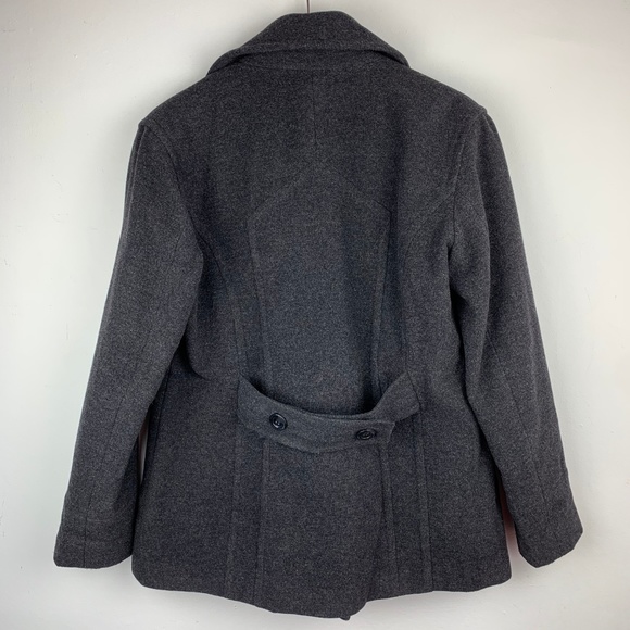 ST. JOHN'S BAY — Gray Cashmere Wool Blend Pea Coat - Picture 6 of 8